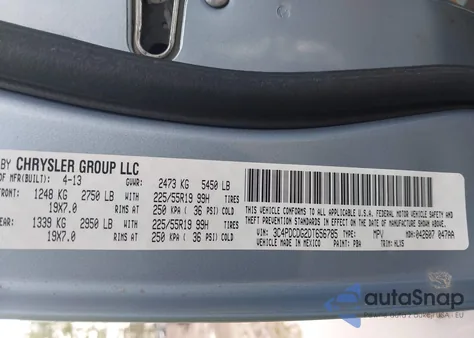 2013 Dodge Journey Crew z USA, uszkodzony, nr VIN 3C4PDCDG2DT656785